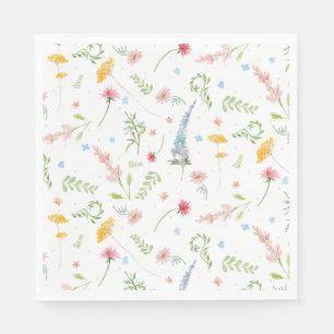 Wildflower Garden Pink Floral Watercolor Spring Napkin