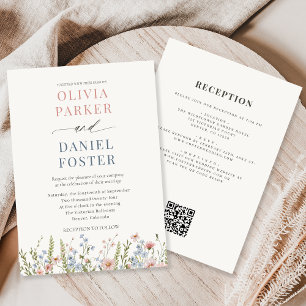 Wildflower Garden QR Code Wedding Invitation