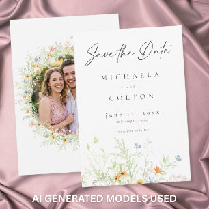 Wildflower Garden Rustic Floral Photo Wedding Save The Date