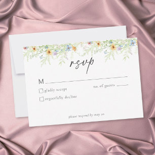 Wildflower Garden Rustic Floral Wedding RSVP Card