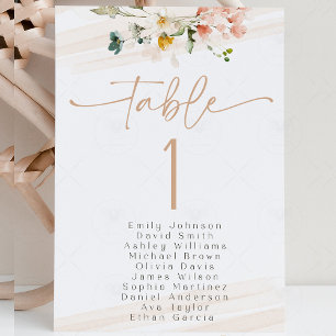 Wildflower Garden Seating Chart Table Number Name 