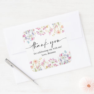 Wildflower Garden Theme Girl watercolor birthday Square Sticker