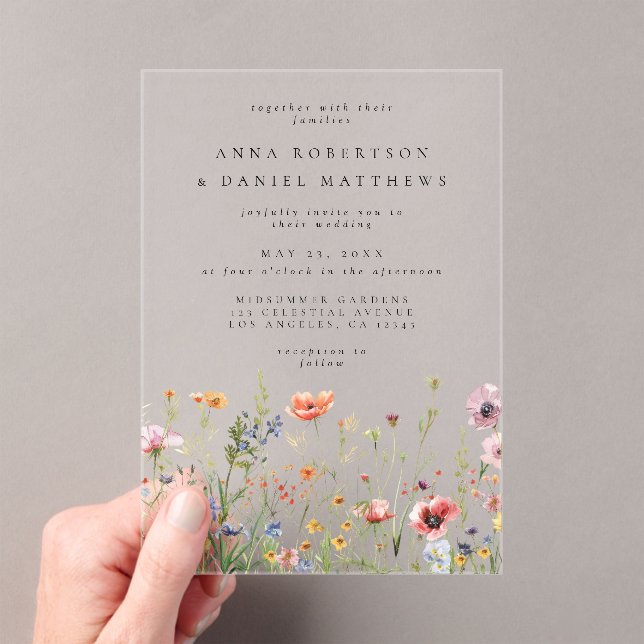 Wildflower Garden Wedding Acrylic Invitations (Insitu (Handheld))