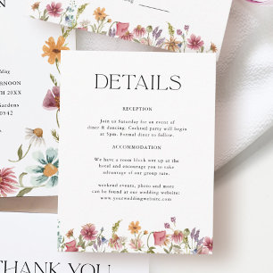 Wildflower Garden Wedding Details Enclosure Card