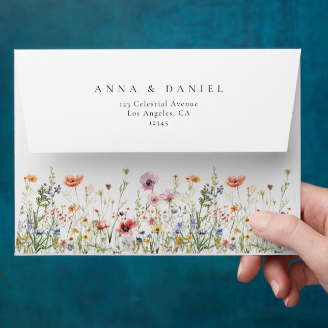 Wildflower Garden Wedding Envelope (Hand)