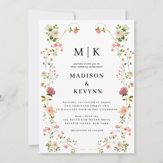 Wildflower Garden Wedding Invitation (Front)
