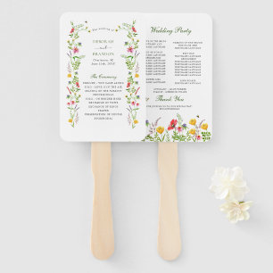 Wildflower garden wedding program  hand fan