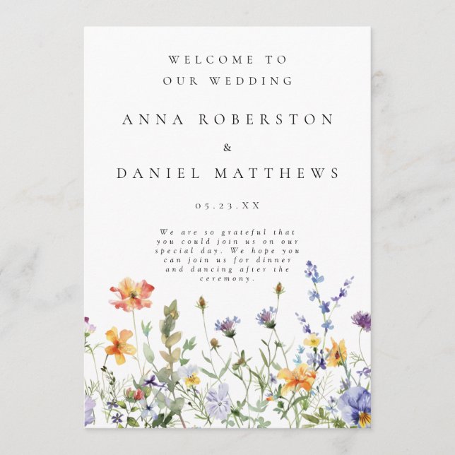 Wildflower Garden Wedding Program Programme (Front)