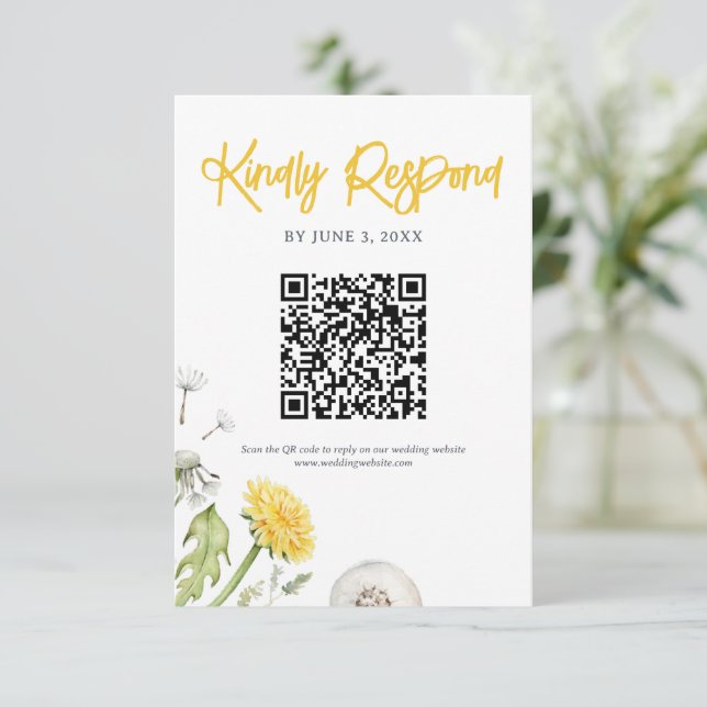 Wildflower Garden Wedding QR Code RSVP Card (Standing Front)
