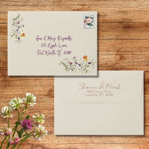 Wildflower Garden Wedding Return Address Envelope