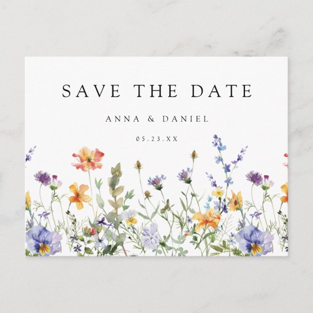 Wildflower Garden Wedding Save the Date Postcard (Front)