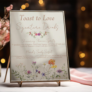 Wildflower Garden Wedding Signature Drink Bar Sign