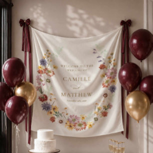 Wildflower Garden Wedding Welcome Tapestry