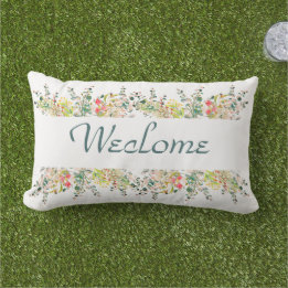 Wildflower Garden Welcome Outdoor Patio Porch Lumbar Cushion