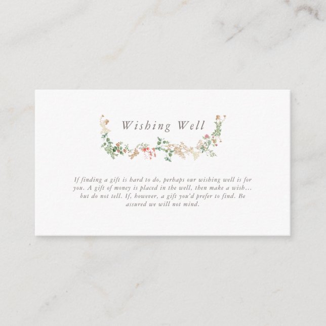 Wildflower Garden Wishing Well Enclosure Card (Front)