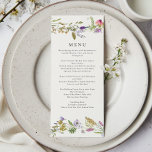 Wildflower Garden Wreath Greenery Wedding Menu<br><div class="desc">Elevate your reception with our Elegant Wildflower Garden Greenery Wedding Menu. Featuring delicate wildflower illustrations and lush greenery, this design brings a fresh, romantic touch to your tablescape. Perfect for garden, rustic, or nature-inspired weddings, it beautifully showcases your culinary selections in an elegant layout. Customise with your menu details to...</div>