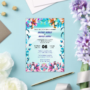 Wildflower Gatefold Wedding Invitation, Pretty Wed Acrylic Invitations