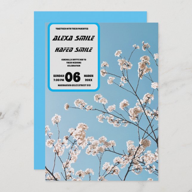 Wildflower Gatefold Wedding Invitation, Pretty Wed Invitation (Front/Back)