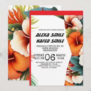 Wildflower Gatefold Wedding Invitation, Pretty Wed Invitation