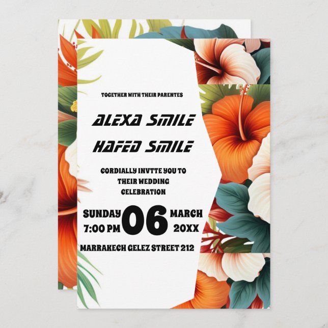 Wildflower Gatefold Wedding Invitation, Pretty Wed Invitation (Front/Back)