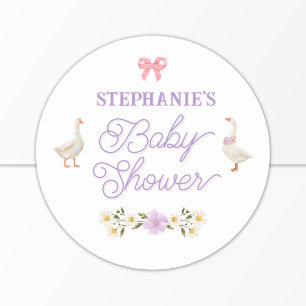 Wildflower Geese Watercolor Baby Shower Classic Round Sticker
