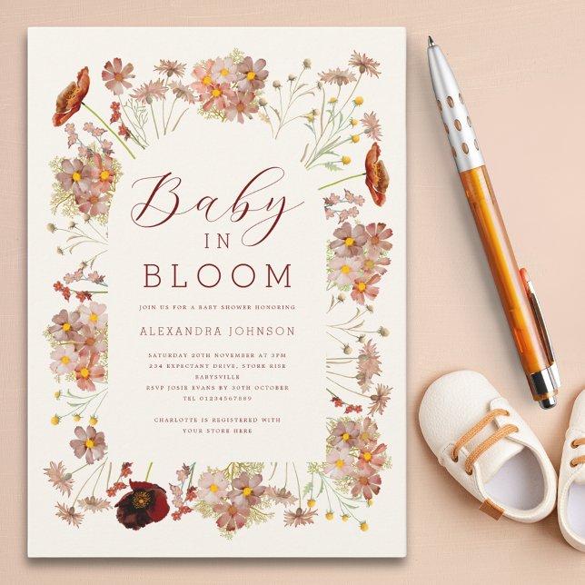 Wildflower Gender Neutral Fall Baby Shower Invitation (Wildflower gender neutral fall baby shower invitation)