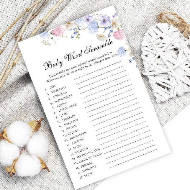 Wildflower Gender Reveal Baby Word Scramble Game (Creator Uploaded)