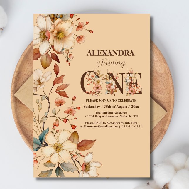 Wildflower Girl 1st Birthday Invitation (Creator Uploaded)