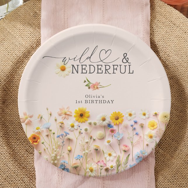 Wildflower Girl 1st Birthday Paper Plate (Creator Uploaded)