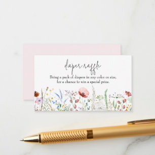 Wildflower Girl Baby Shower Diaper Raffle Enclosure Card