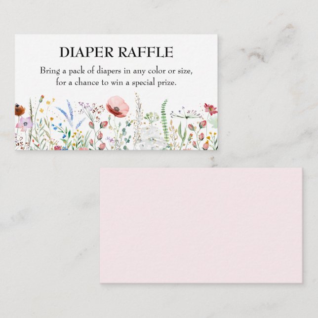 Wildflower Girl Baby Shower Diaper Raffle Enclosure Card (Front/Back)