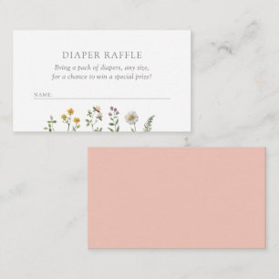 Wildflower Girl Baby Shower Diaper Raffle Ticket Enclosure Card