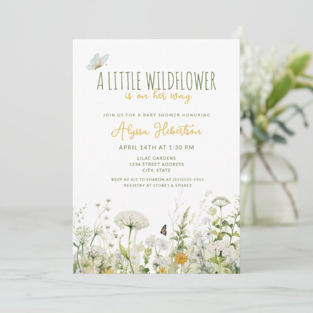 Wildflower Girl Baby Shower Invitation (Standing Front)