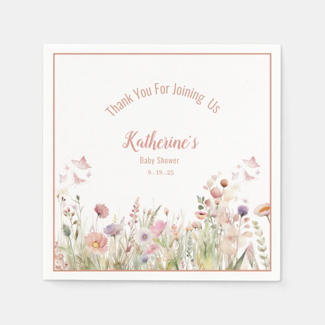  Wildflower Girl Baby Shower   Napkin (Front)