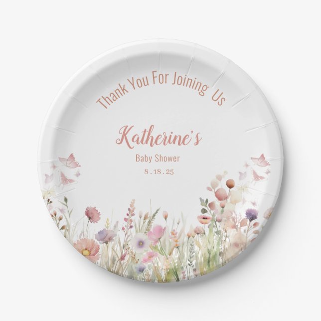  Wildflower Girl Baby Shower   Paper Plate (Front)