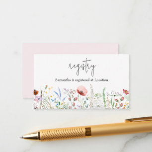 Wildflower Girl Baby Shower Registry Enclosure Card