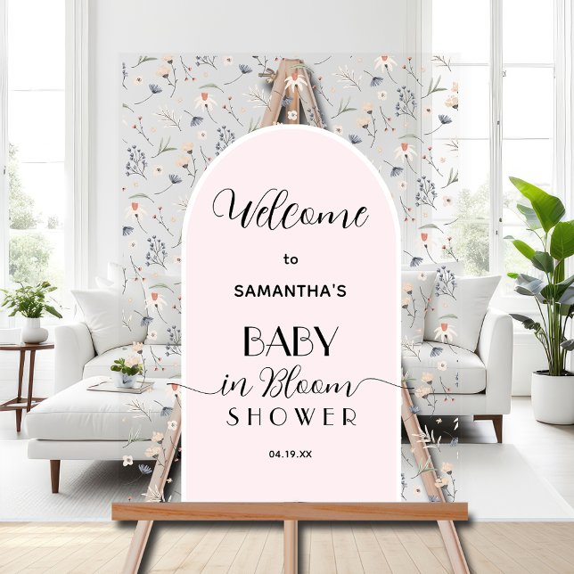 Wildflower Girl Baby Shower Welcome Acrylic Sign (Wildflowers girl baby shower welcome acrylic sign)