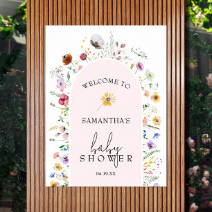 Wildflower Girl Baby Shower Welcome Poster