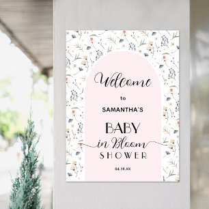 Wildflower Girl Baby Shower Welcome Poster
