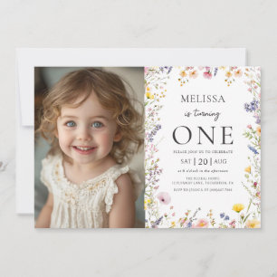 Wildflower Girl Birthday Photo Invitation