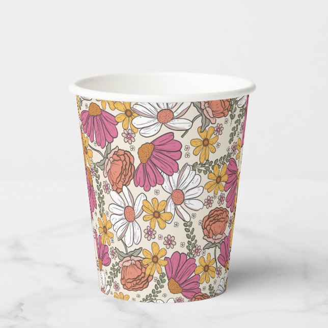 Wildflower Girl birthday Theme Paper Cups (Front)