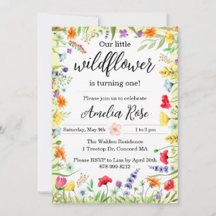 Wildflower Girl First Birthday Invitation