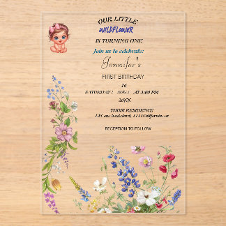 Wildflower Girl First Birthday Invitation | Floral