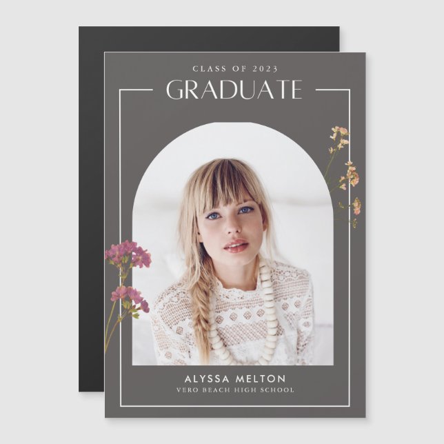 Wildflower Girl High School Graduation Magnetic Invitation (Front/Back)