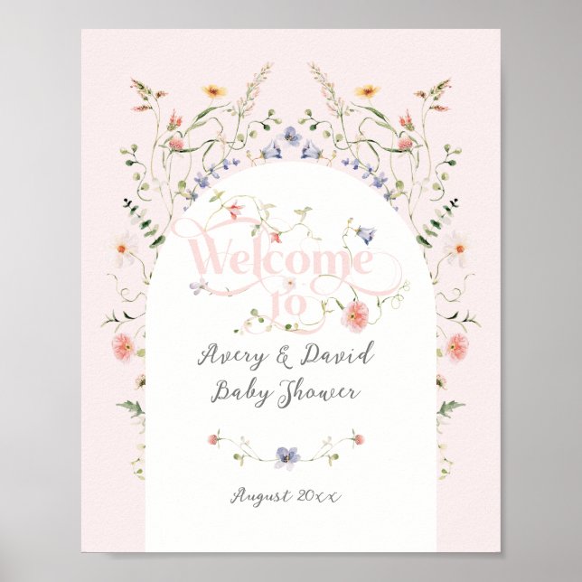 Wildflower Girl Pink Bloom Baby Shower  Poster (Front)