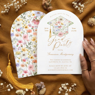Wildflower Grad Cap Boho Graduation Garden Party Invitation