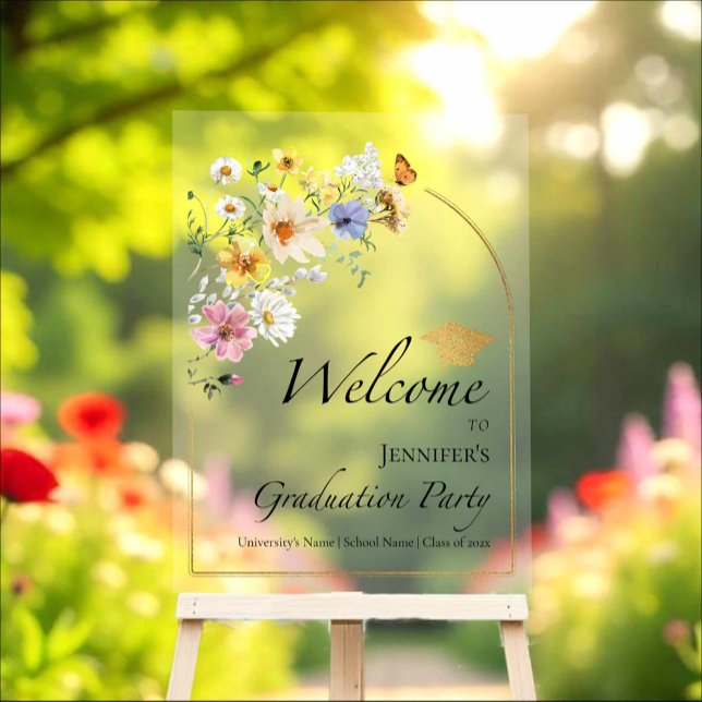 Wildflower Graduation Party Acrylic Welcome Sign (Creator Uploaded)