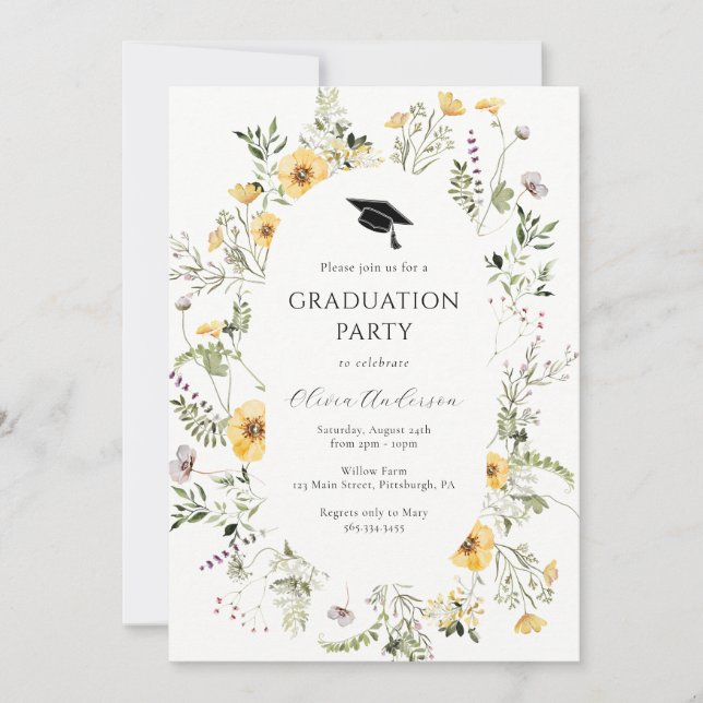 Wildflower Graduation Party Invitation (Front)
