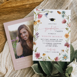 Wildflower Graduation Party Invitation Girl Boho