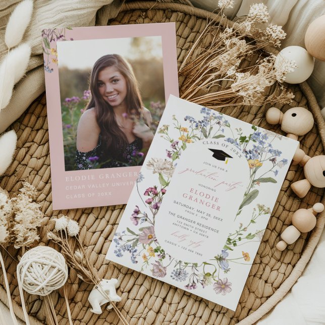Wildflower Graduation Party Invitation Girl Boho (Creator Uploaded)